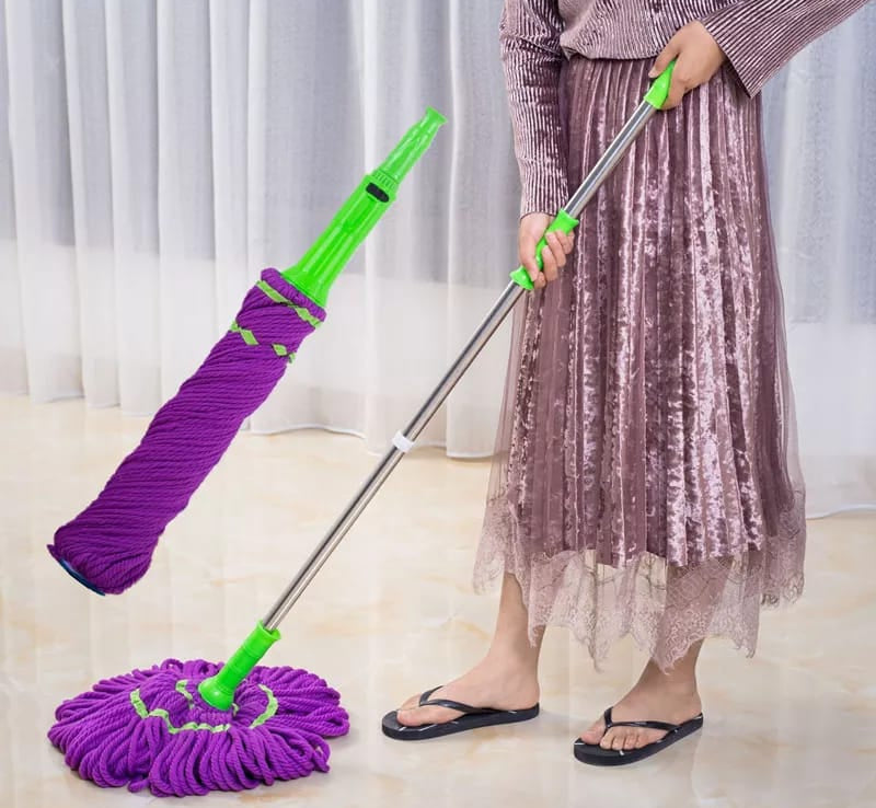 360° Extendable Twist Mop: Fine Fiber & Self-Twisting Design