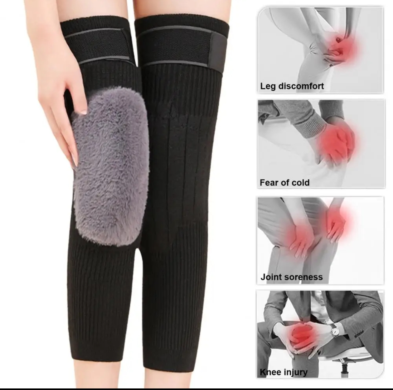 2-Piece Cashmere Knee Pads: Strap-On Warmth for Men & Women